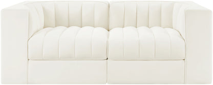 Rummi - Velvet Performance Fabric Upholstered 2 Piece Modular Loveseat