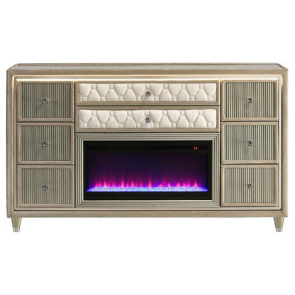 Lorient - 8-Drawer LED Bedroom Flame Box Dresser