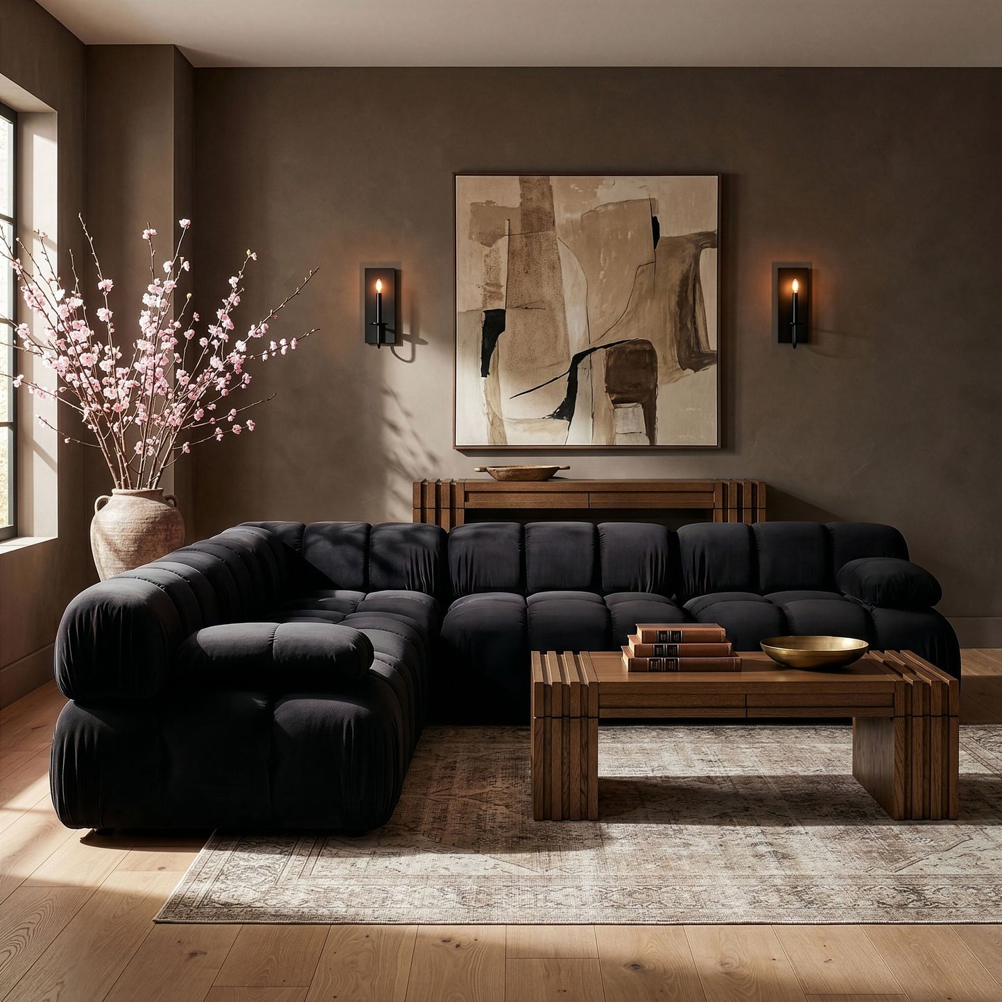 Orin - Velvet Fabric 5 Piece Modular Sectional