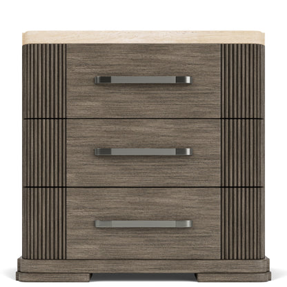 Sariel - Stone Top 3 Drawer Nightstand - Dark Brown