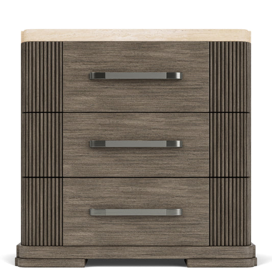 Sariel - Stone Top 3 Drawer Nightstand - Dark Brown