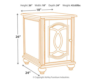 Realyn - Chair Side End Table - Insert Mirror - White / Brown