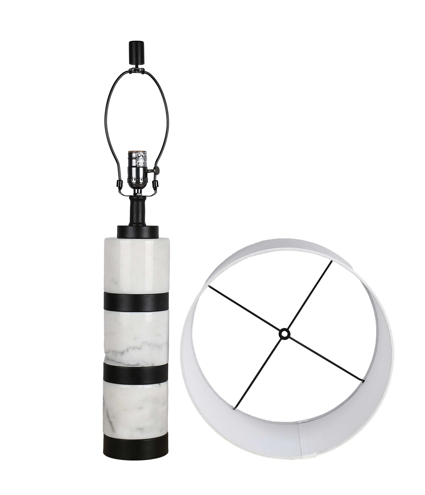 "Marble Harmony" Marble Table Lamp - White Marble / Matte Black