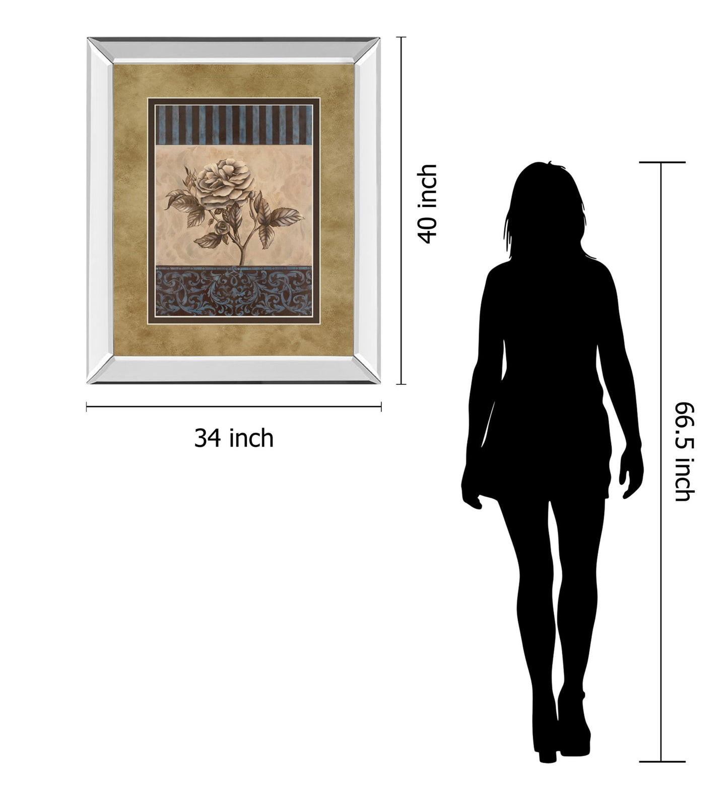 Rose Refined Il By Carol Robinson - Mirror Framed Print Wall Art - Light Brown
