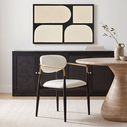 Ronda - Vegan Leather Upholstered Dining Arm Chair - Black Legs