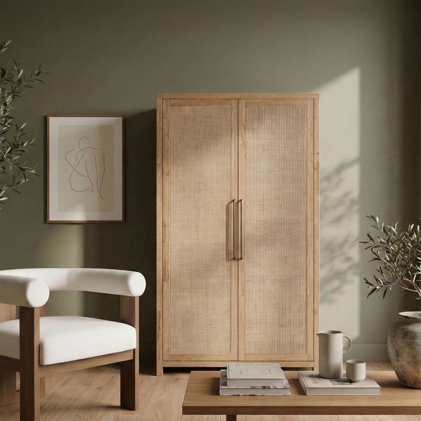 Vana - Solid Wood, Oak Veneer And Stainless Steel Storage Cabinet