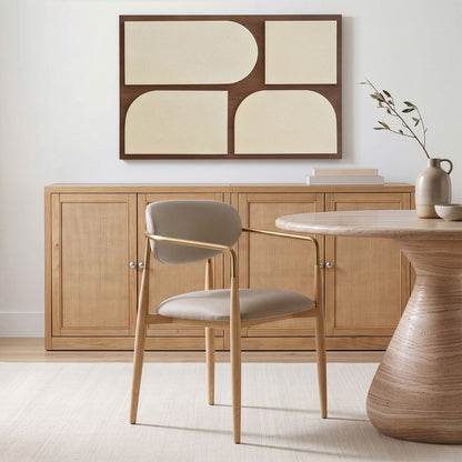 Ronda - Vegan Leather Upholstered Dining Arm Chair - Natural Legs