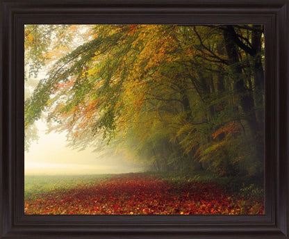 Amber Mist Retreat - 28" x 34" Framed Wall Art - Gold