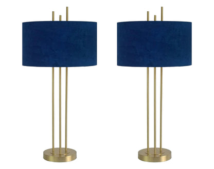 "Velvet Radiance" Metal Table Lamp (Set of 2) - Plated Gold Fiish