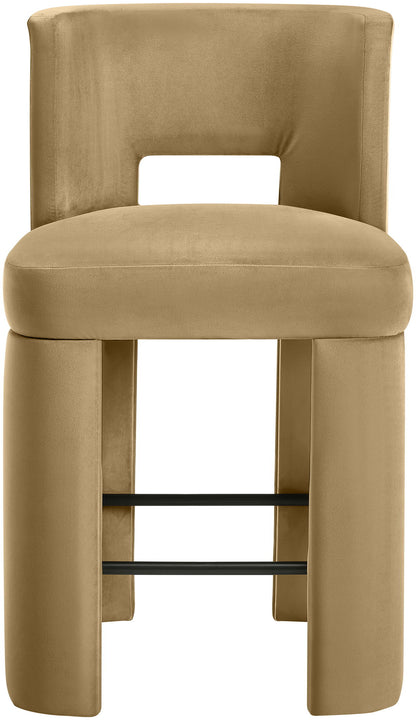 Zuno - Velvet Performance Fabric Upholstered Counter Stool (Set of 2)