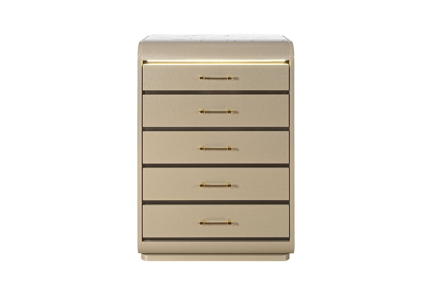 Genesis - 5 Piece Full Bedroom Set (Bed, Dresser & Mirror, Nightstand, Chest) - Gold