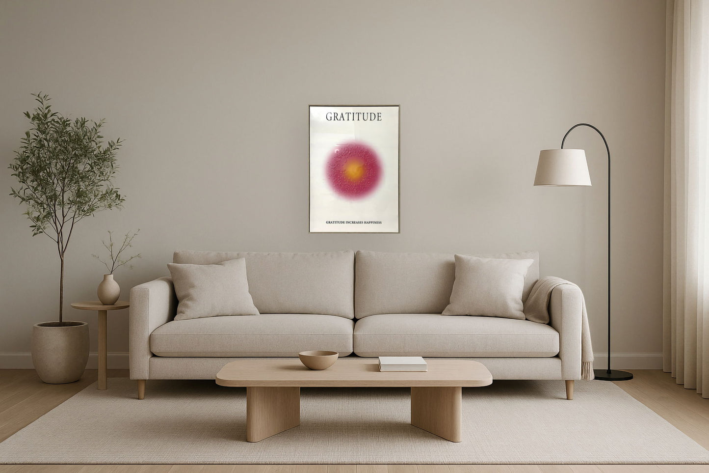 "Radiant Gratitude" Hand-Embellished Canvas In Frame - Pink / Orange