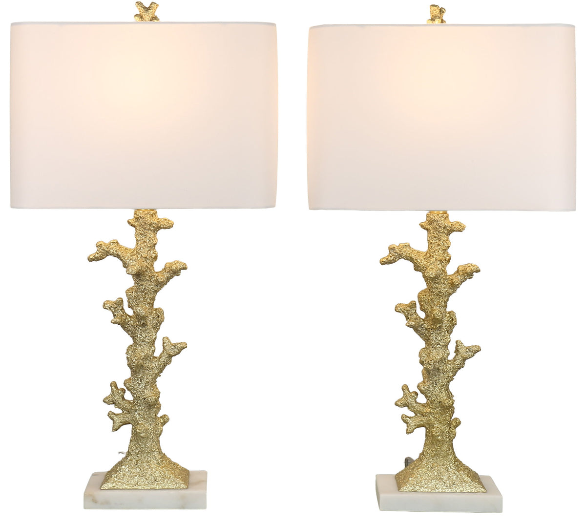 Gilded Reef - 30 X 15 - Resin Table Lamp (Set of 2) - White Marble
