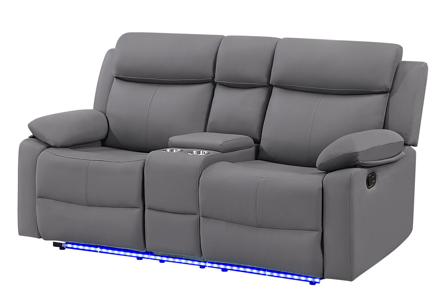U6026 - 46A Console Reclining Loveseat With LED And Speaker - Gray