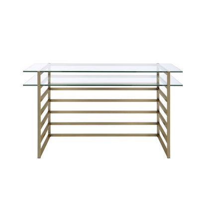 Shona - Writing Desk - Clear Glass Top & Antique Gold