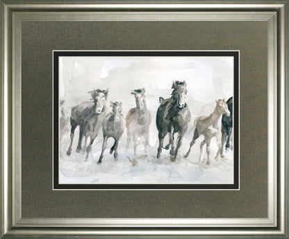 Running Wild By Carol Robinson - Framed Watercolor Print Wall Art - Dark Gray