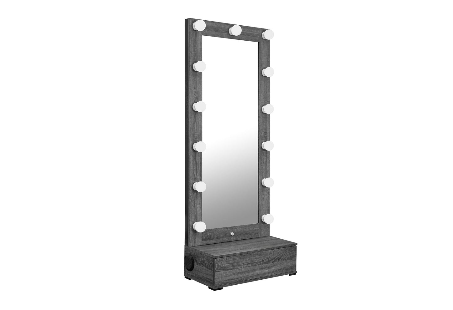Lexi - Tall Mirror With Drawer And Speakers - Gray