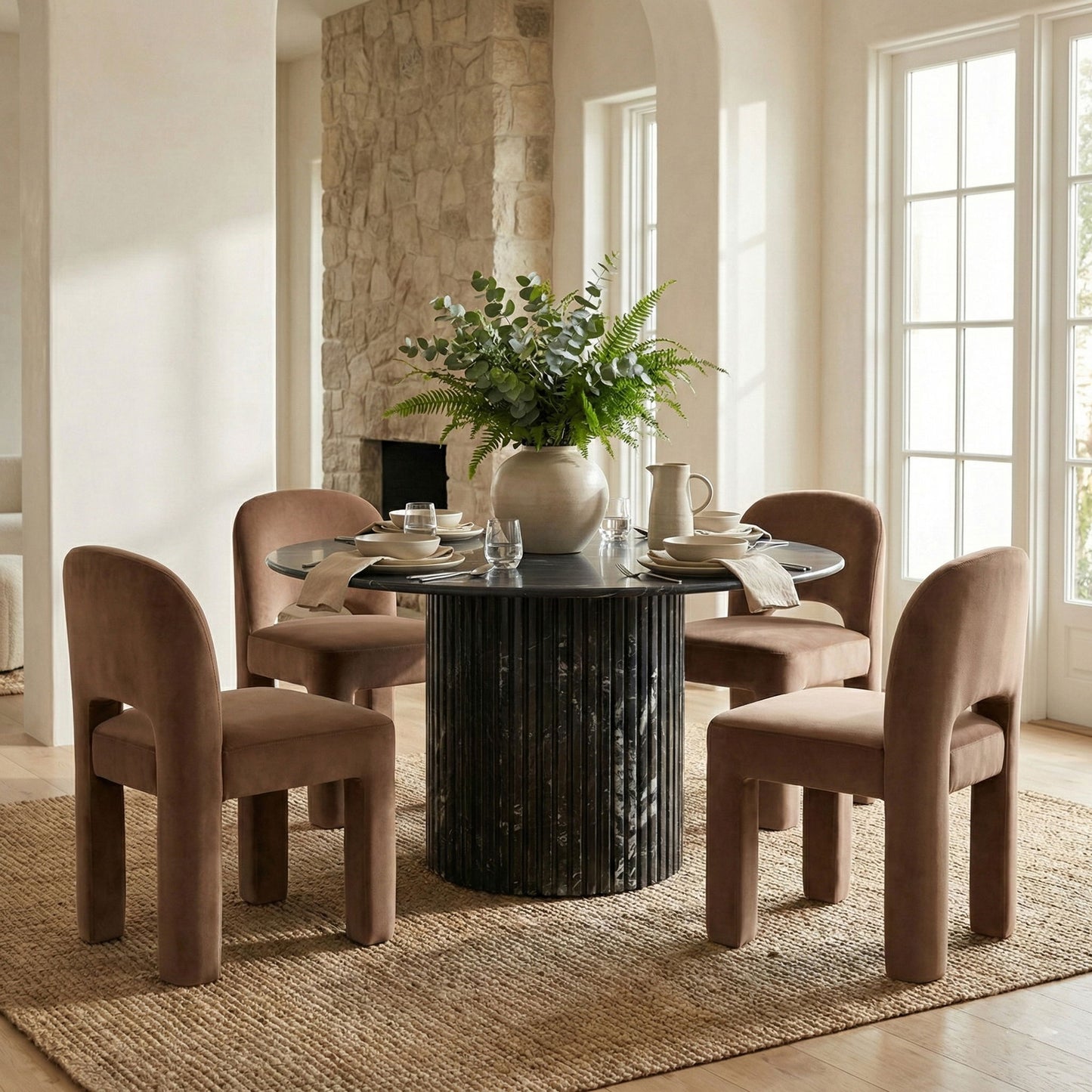 Celine - Velvet Performance Fabric Upholstered Dining Chair (Set of 2)