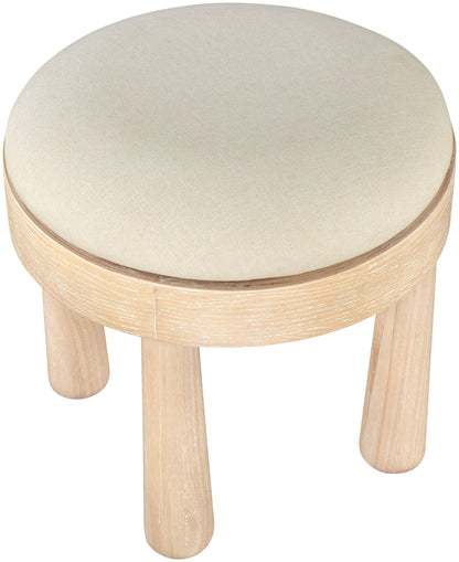 Larea - Linen Textured Fabric Ottoman - Natural Base