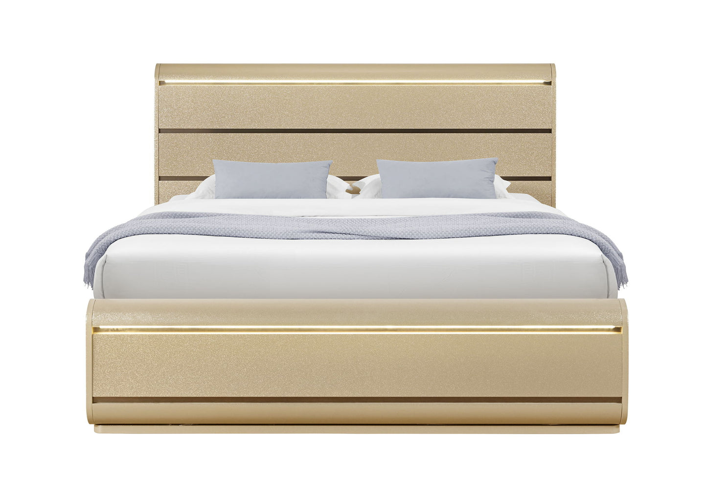 Genesis - King Bed With LED - Gold