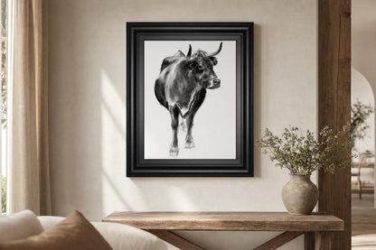22x26 Charcoal Cattle I By Jennifer Paxton Parker - Dark Gray