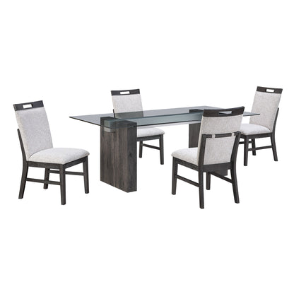 D4238 - 5 Piece Dining Room Set (Dining Table And 4 Dining Chairs) - Clear / Dark Brown / Light Gray