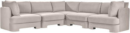Hammond - Velvet Performance Fabric Upholstered 5 Piece Corner Sectional
