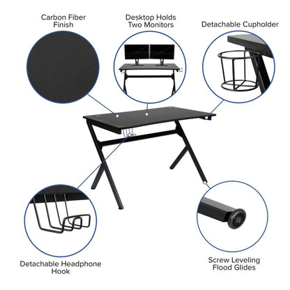 Flash Furniture - 2 Piece Gaming Desk & Chair Set - Black