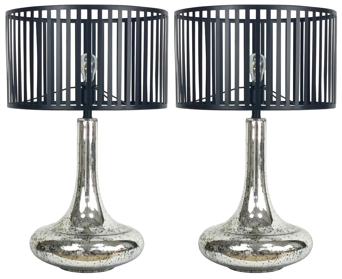 Silver Nocturne - 30 X 18 - Glass Table Lamp (Set of 2) - Antiqued Silver Mercury Glass