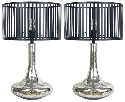 Silver Nocturne - 30 X 18 - Glass Table Lamp (Set of 2) - Antiqued Silver Mercury Glass