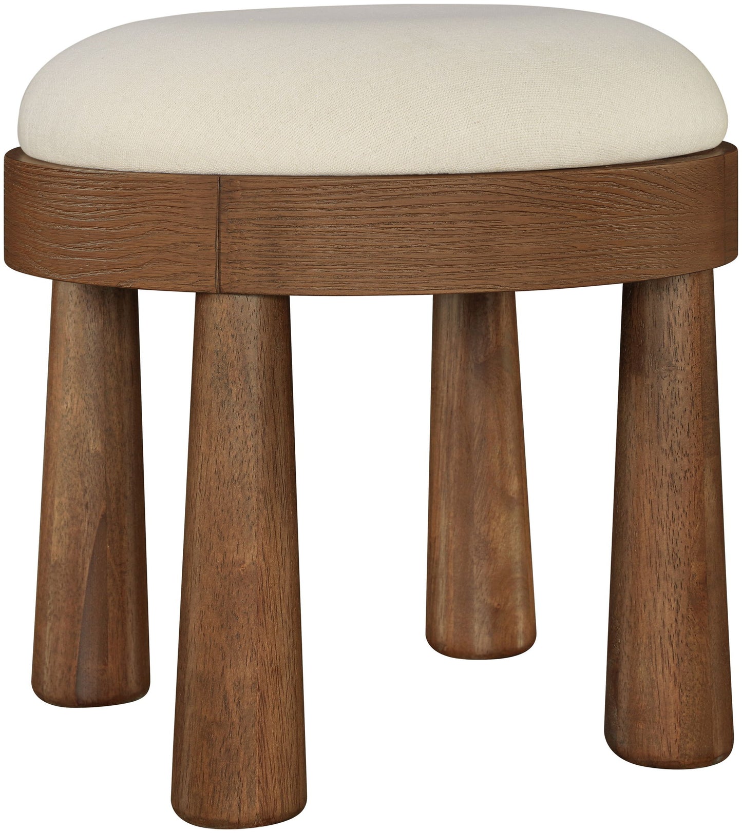 Larea - Linen Textured Fabric Upholstered Ottoman - Walnut Base