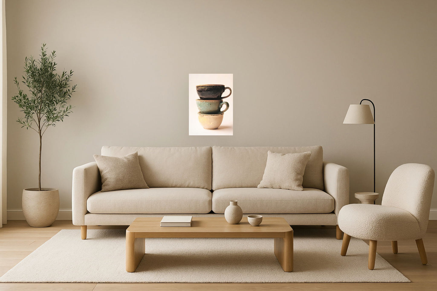 "Rustic Harmony II" Canvas With Glitter - Beige