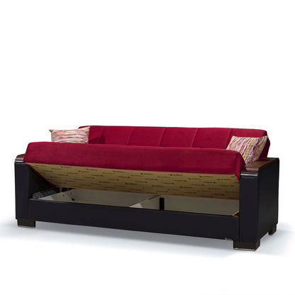 Ottomanson Armada X - Upholstered Convertible Wood Trimmed Sofabed With Storage - Microfiber