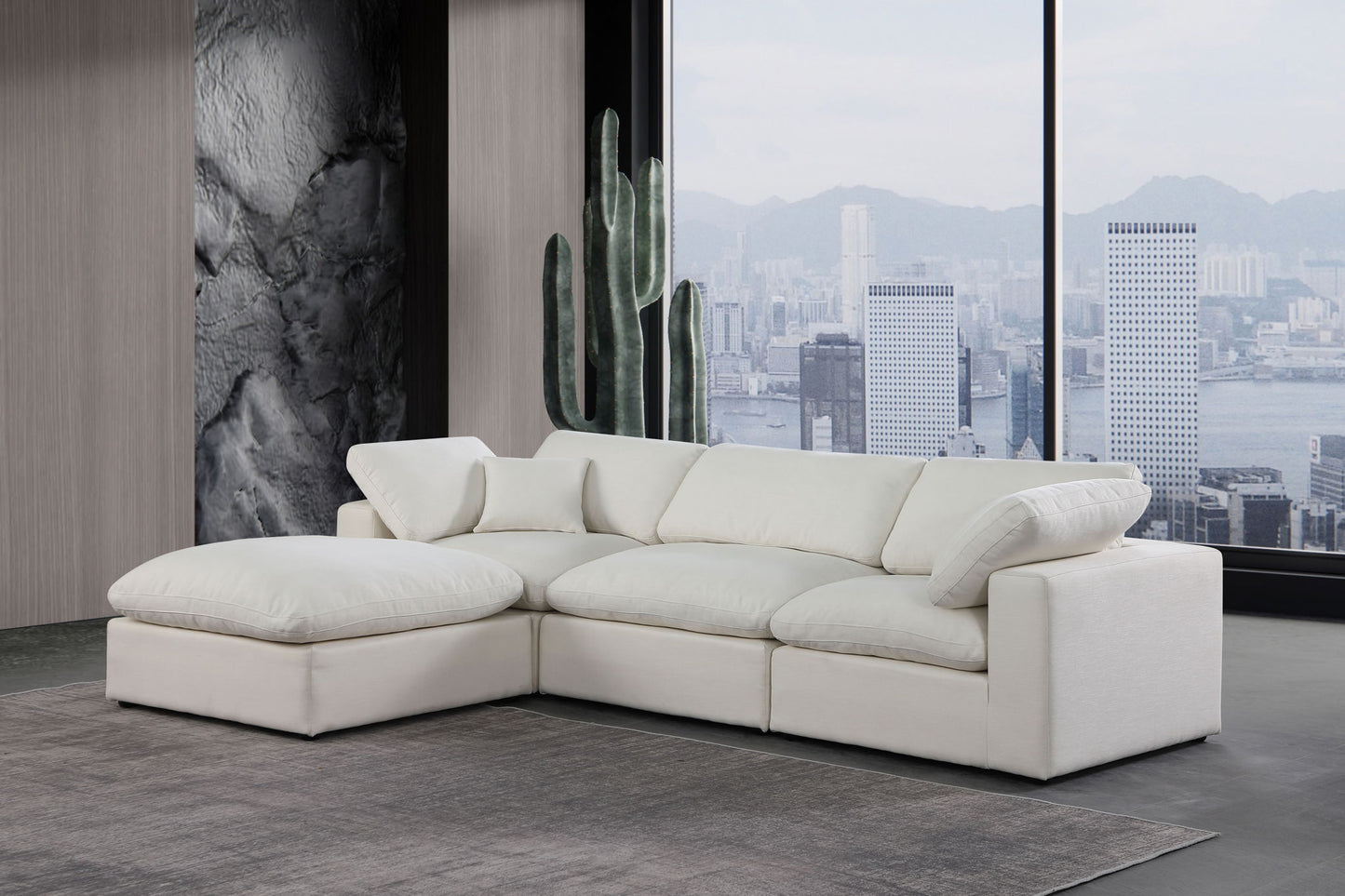 Comfy - 4 Piece Linen Fabric Modular Sectional With Chaise