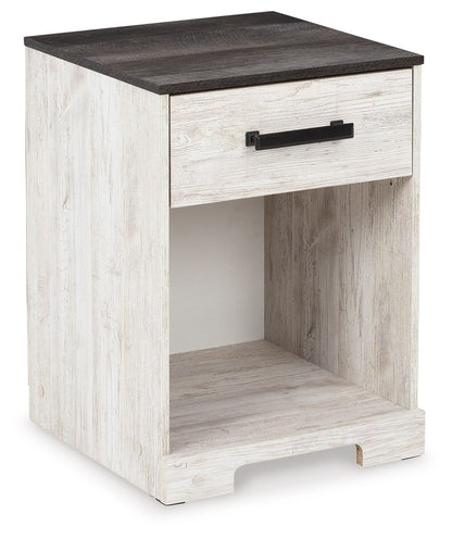 Shawburn - One Drawer Night Stand - Whitewash / Charcoal Gray