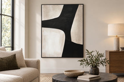 Sable Contours I - 35 X 47 - Hand-Embellished Canvas In Frame - Black