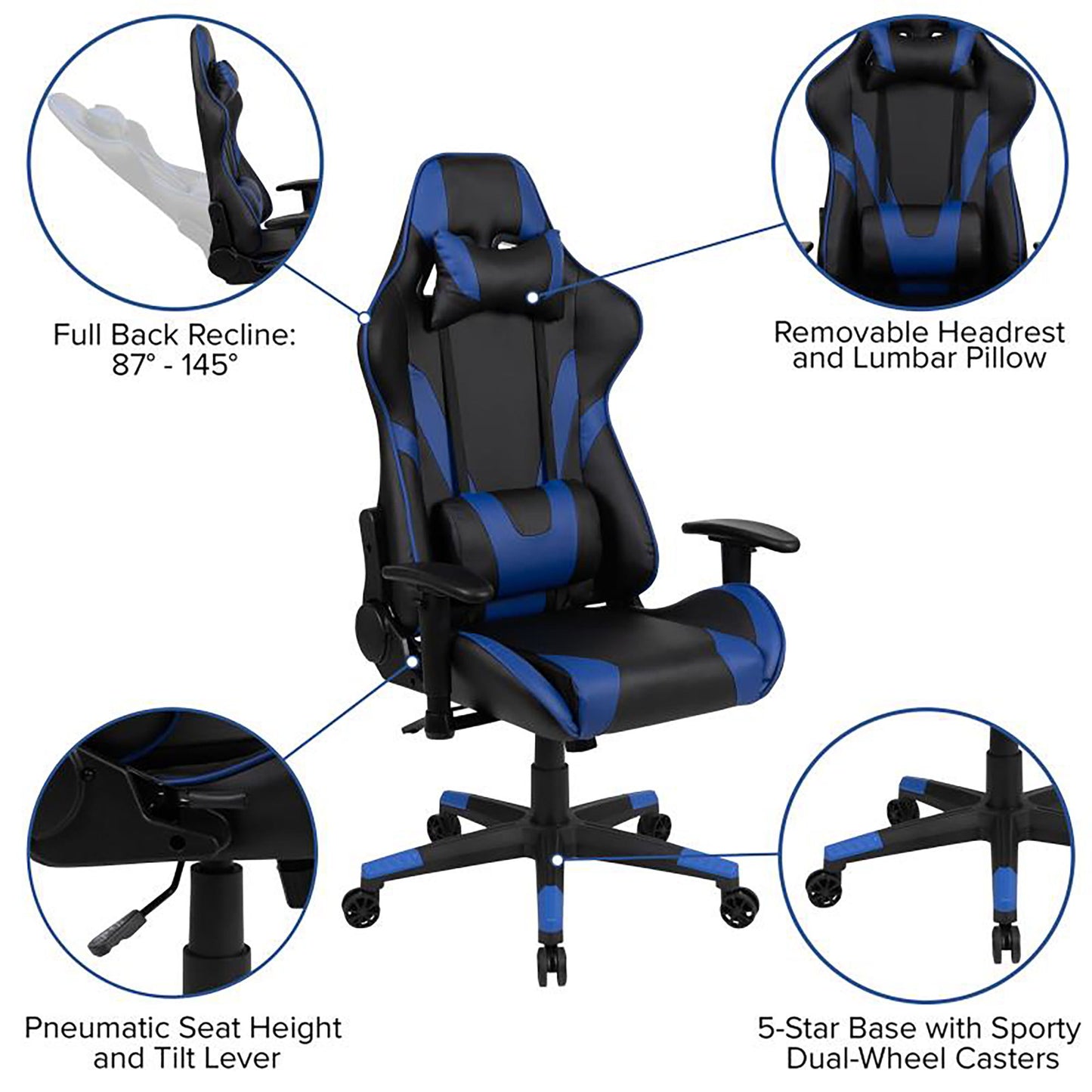 Flash Furniture - 2 Piece X20 Premium Gaming Chair With XL Gaming Desk Set - Black / Blue
