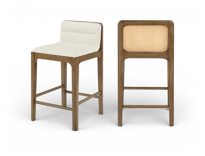 Ellis - Vegan Leather Upholstered Counter Stool (Set of 2) - Brown Base