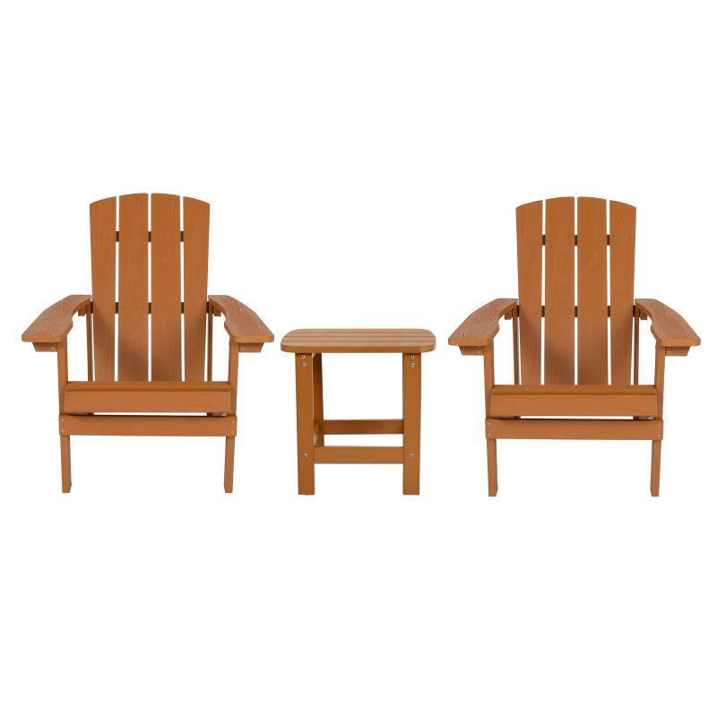 Flash Furniture - Adirondack Chairs With Side Table - Teak