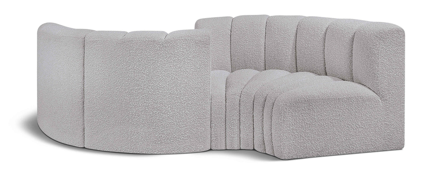 Arc - Boucle Fabric 4 Piece Curved Modular Sofa