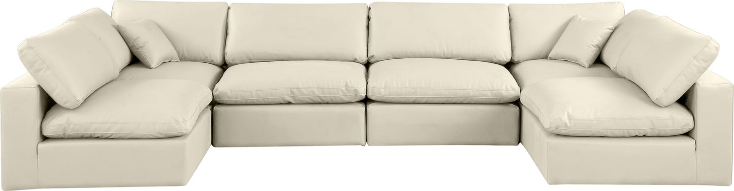 Comfy - 6 Piece Faux Leather Modular Armless Sectional
