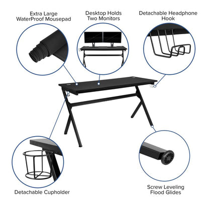 Flash Furniture - 2 Piece Gaming Desk & Reclining Gaming Chair Set - Black / White