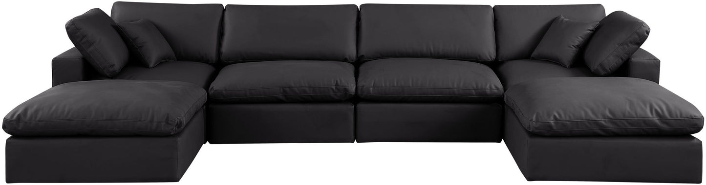 Comfy - 6 Piece Faux Leather Modular Double Chaise Sectional
