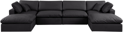 Comfy - 6 Piece Faux Leather Modular Double Chaise Sectional