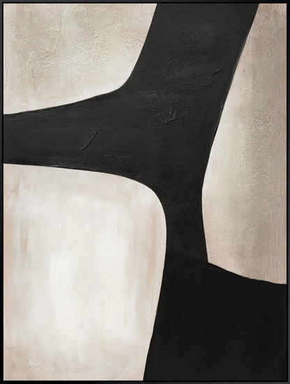 Sable Contours I - 35 X 47 - Hand-Embellished Canvas In Frame - Black