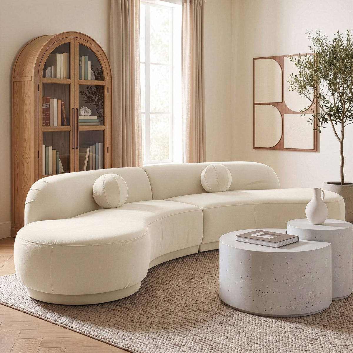 Avra - 146" Velvet Performance Fabric Upholstered Sectional
