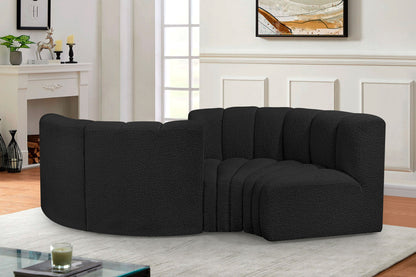 Arc - Boucle Fabric 4 Piece Curved Modular Sofa