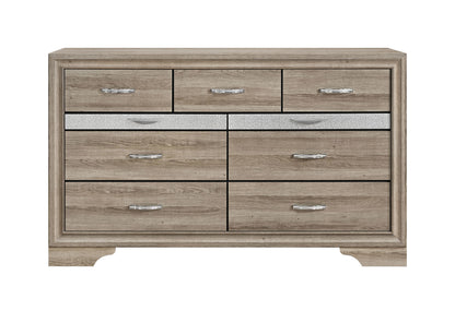 Seville - 5 Piece Full Bedroom Set (Bed, Dresser & Mirror, Nightstand, Chest) - Brown / Natural