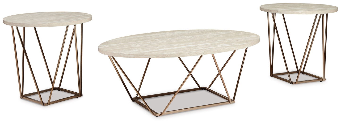 Tarica - Occasional Table Set (Set of 3) - White / Metallic