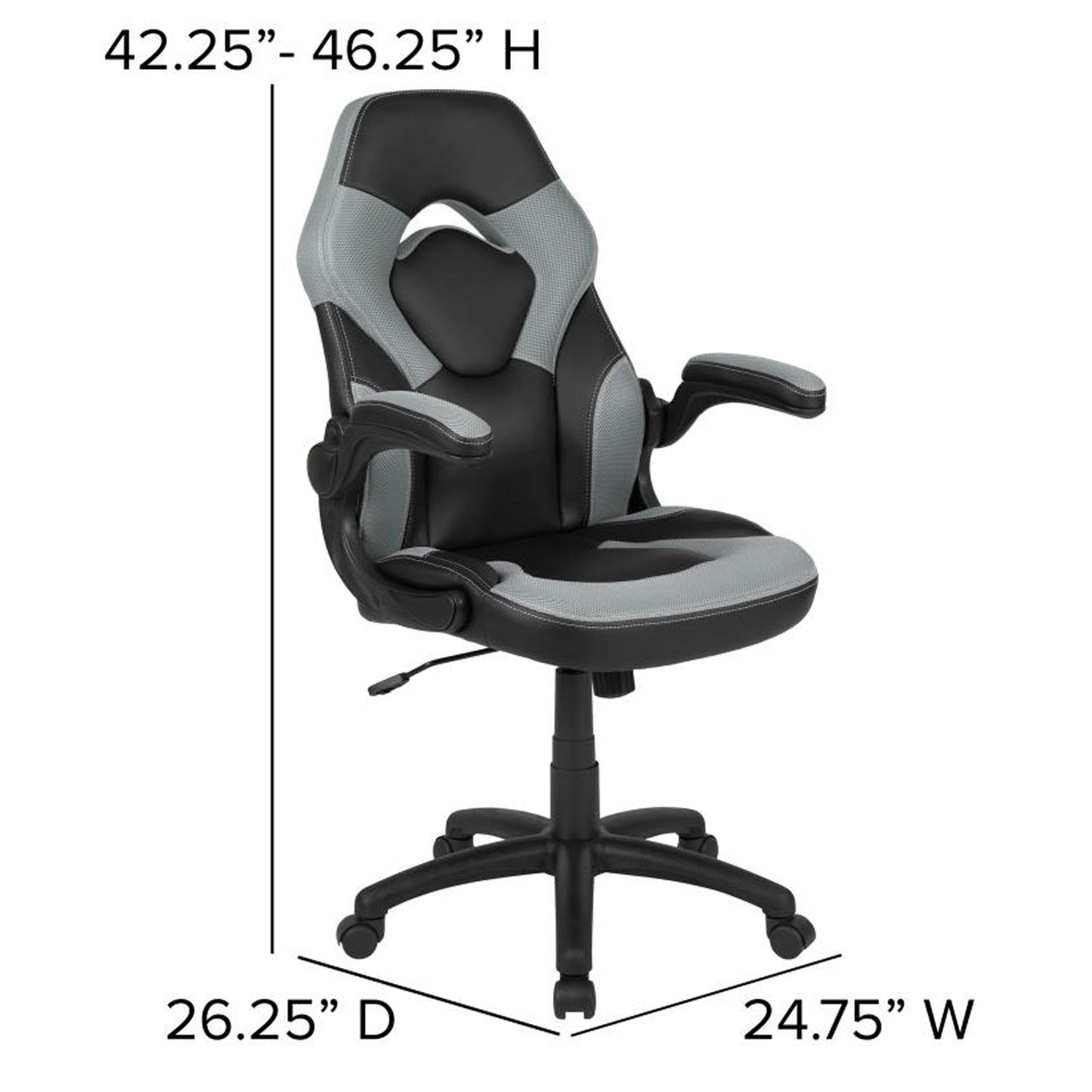 Flash Furniture - 2 Piece Ergonomic Racing Style Gaming - Gray / Black